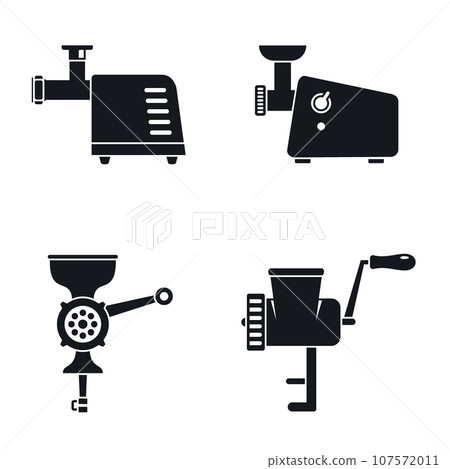 Meat grinder machine icon set. Simple set of meat grinder machine vector icons for web design on white background Meat grinder machine icon set. Simple set of meat grinder machine vector icons for web design on white background 107572011