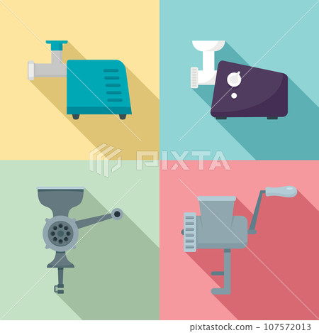 Meat grinder icon set. Flat set of meat grinder vector icons for web design Meat grinder icon set. Flat set of meat grinder vector icons for web design 107572013