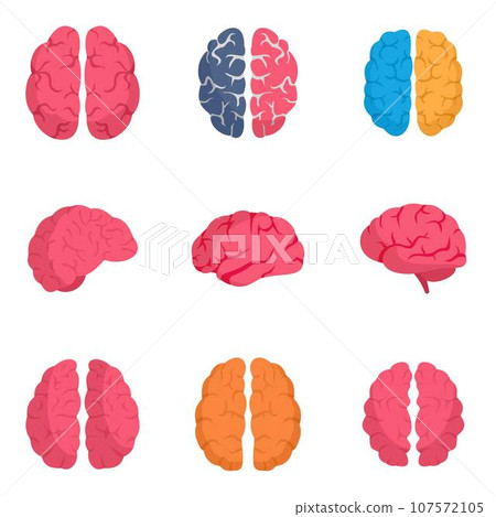 Genius brain icon set. Flat set of genius brain vector icons for web design Genius brain icon set. Flat set of genius brain vector icons for web design 107572105