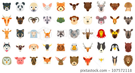 Animals icon set. Flat set of animals vector icons for web design 107572118