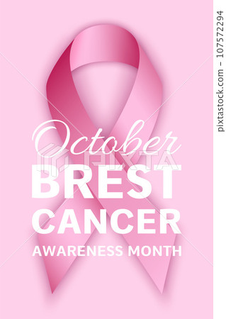 Breast cancer awareness month concept banner. Realistic illustration of breast cancer awareness month vector concept banner for web design 107572294