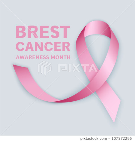 Breast cancer month concept banner. Realistic illustration of breast cancer month vector concept banner for web design 107572296