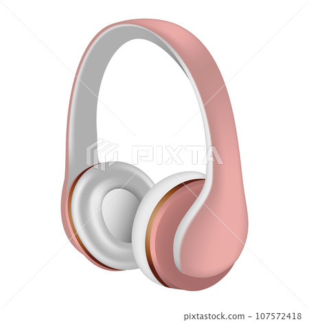 Rose headphones icon. Realistic illustration of rose headphones vector icon for web design isolated on white background Rose headphones icon. Realistic illustration of rose headphones vector icon for web design isolated on white background 107572418