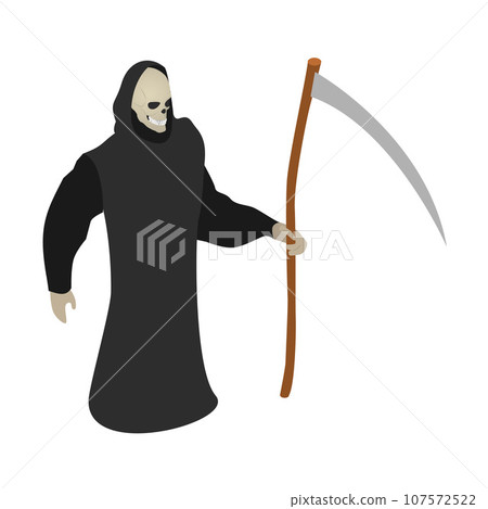 Death scythe icon. Isometric of death scythe vector icon for web design isolated on white background Death scythe icon. Isometric of death scythe vector icon for web design isolated on white background 107572522