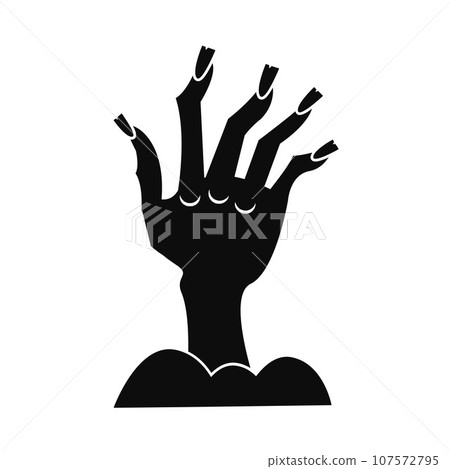 Zombie hand icon. Simple illustration of zombie hand vector icon for web design isolated on white background 107572795