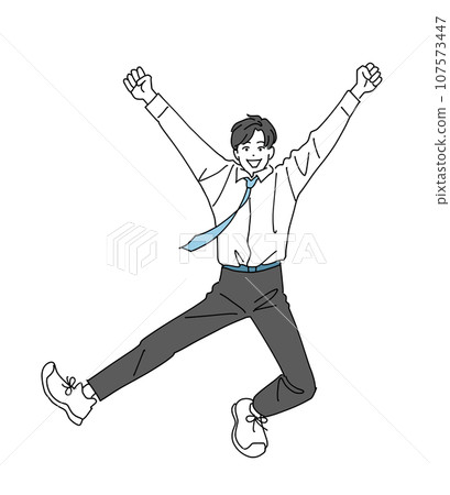 Energetic male student jumping - Stock Illustration [107573447] - PIXTA