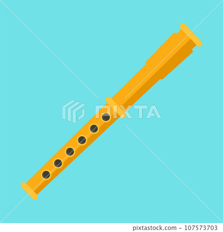 Gold flute icon. Flat illustration of gold flute vector icon for web design Gold flute icon. Flat illustration of gold flute vector icon for web design 107573703