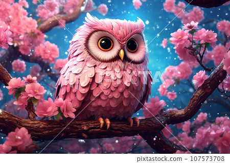 可愛的貓頭鷹插畫素材AI圖像 107573708
