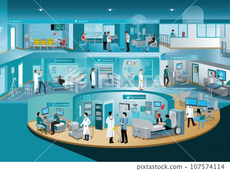 hospital of the future concept, doctor in futuristic medicine medical concept. Technology medical science. AI Generative. 107574114