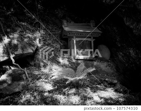 單色的神社。 107574310