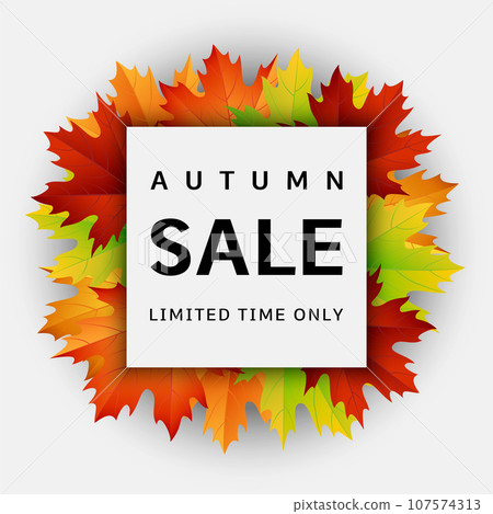 Autumn sale concept background. Realistic illustration of autumn sale vector concept background for web design 107574313