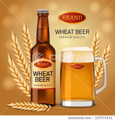 Wheat beer quality concept background. Realistic illustration of wheat beer quality vector concept background for web design Wheat beer quality concept background. Realistic illustration of wheat beer quality vector concept background for web design 107574332