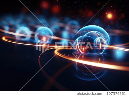 quantum abstract technology background. Hardware quantum form. Future technology. Decoding dna. AI Generative. 107574361