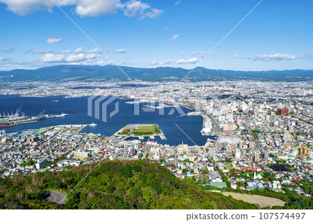 Hakodate City: View from the summit observation deck of Mt. Hakodate 107574497