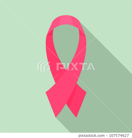 Breast cancer pink ribbon icon. Flat illustration of breast cancer pink ribbon vector icon for web design Breast cancer pink ribbon icon. Flat illustration of breast cancer pink ribbon vector icon for web design 107574627