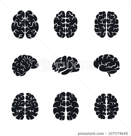 Brain thinking icon set. Simple set of brain thinking vector icons for web design on white background Brain thinking icon set. Simple set of brain thinking vector icons for web design on white background 107574640