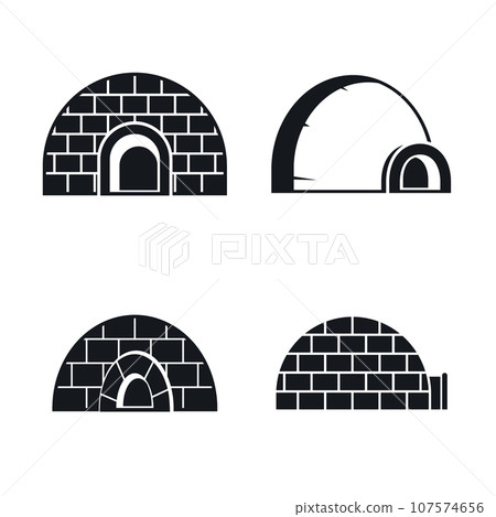 Frozen igloo icon set. Simple set of frozen igloo vector icons for web design isolated on white background 107574656