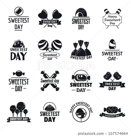 Tasty candy logo set. Simple set of tasty candy vector logos for web design on white background 107574664