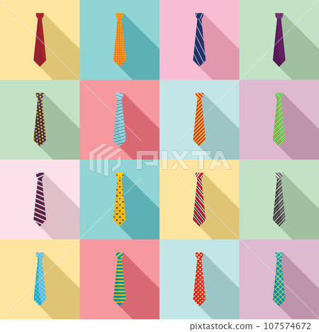 Tie icon set. Flat set of tie vector icons for web design 107574672