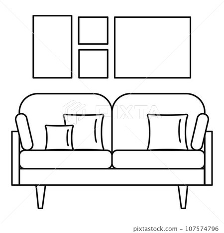 Soft sofa icon. Outline illustration of soft sofa vector icon for web design isolated on white background Soft sofa icon. Outline illustration of soft sofa vector icon for web design isolated on white background 107574796