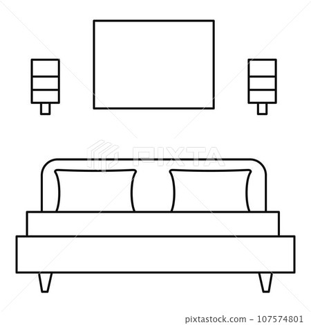 Sleeping room bed icon. Outline illustration of sleeping room bed vector icon for web design isolated on white background Sleeping room bed icon. Outline illustration of sleeping room bed vector icon for web design isolated on white background 107574801