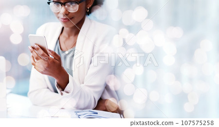 Bokeh, mockup and woman in office with phone, scroll and online research for startup business info. Thinking, ideas and businesswoman at desk with smartphone, website and app at digital agency space. Bokeh, mockup and woman in office with phone, scroll and online research for startup business info. Thinking, ideas and businesswoman at desk with smartphone, website and app at digital agency space. 107575258