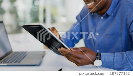 Business hands, tablet and office research for stock market trading, software management and online report. Happy professional man or trader working on digital technology, website information or data Business hands, tablet and office research for stock market trading, software management and online report. Happy professional man or trader working on digital technology, website information or data 107577362