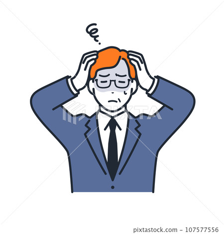 A simple vector illustration of a worried boss holding his head 107577556