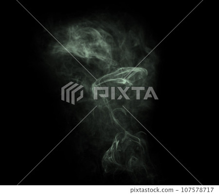 Grey smoke, studio and aura cloud with gloomy fog, gas and creative art with black background and magic effect. Steam, mystical swirl and colourful mist and graphic with air and abstract creativity 107578717