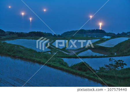 【從戶畠梯田看到的魚火】山口縣長門市湯屋畠 107579440