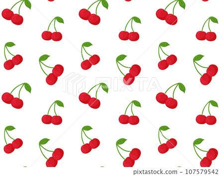 Seamless pattern with cherries, red cherry sprigs. Seamless pattern with cherries, red cherry sprigs. 107579542