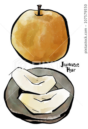 手繪梨子圖(刷水彩sumi-e風格) 手繪梨子圖(刷水彩sumi-e風格) 107579550