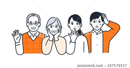 驚訝的家庭的簡單向量圖素材 107579557