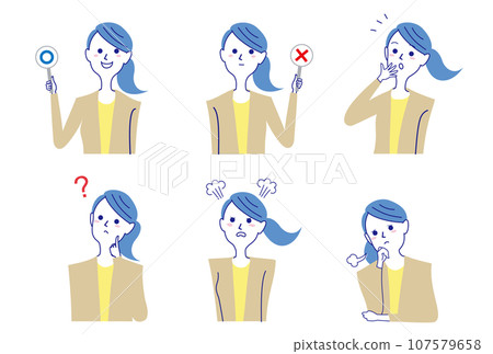 Ponytail glasses female bust up pose set-2 Ponytail glasses female bust up pose set-2 107579658