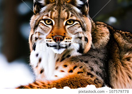 Portrait of a Eurasian Lynx (Lynx lynx). Generative AI 107579778