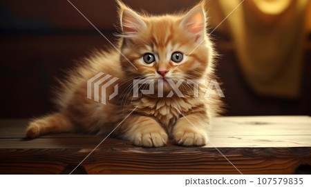 Cute kitten with fluffy fur AI image Cute kitten with fluffy fur AI image 107579835