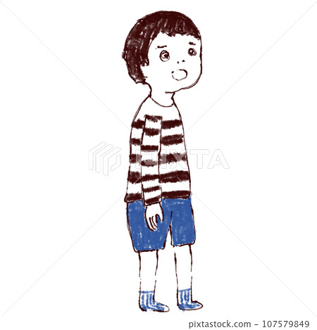 A child standing absentmindedly A child standing absentmindedly 107579849