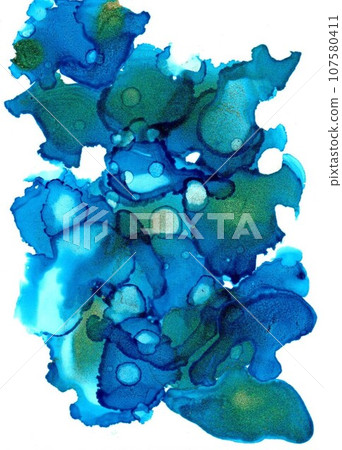 酒精水墨藝術藍色背景 107580411