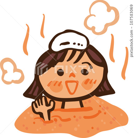 girl taking a sand bath girl taking a sand bath 107583069