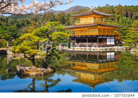 kinkakuji at Rokuonji, aka Golden Pavilion located in kyoto, japan 107583844