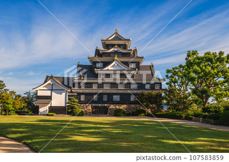 Donjon Tower of Okayama Castle, aka Ujo or crow castle, in okayama, japan 107583859