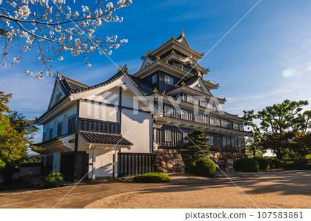 Donjon Tower of Okayama Castle, aka Ujo or crow castle, in okayama, japan Donjon Tower of Okayama Castle, aka Ujo or crow castle, in okayama, japan 107583861