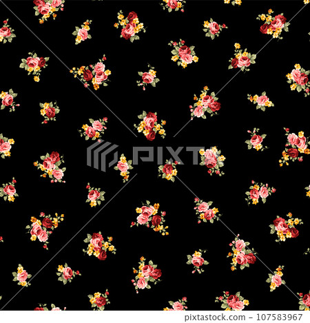 Rose flower pattern with a classic touch in rococo style, 107583967