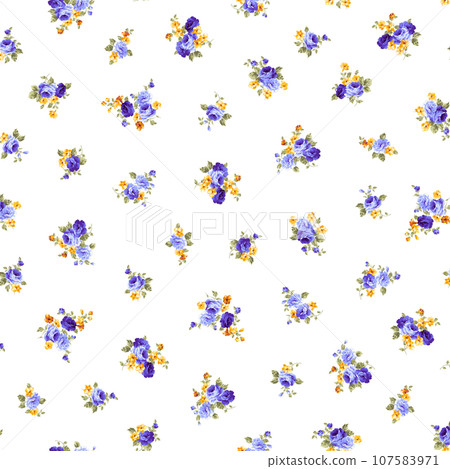 Rose flower pattern with a classic touch in rococo style, Rose flower pattern with a classic touch in rococo style, 107583971
