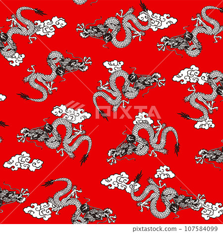 連續的日式龍圖案， 107584099