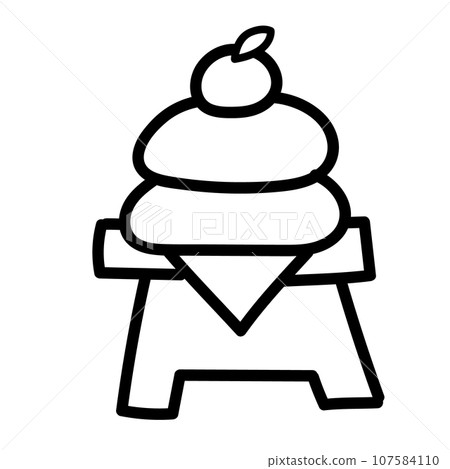 Simple illustration of kagami-mochi line drawing Simple illustration of kagami-mochi line drawing 107584110