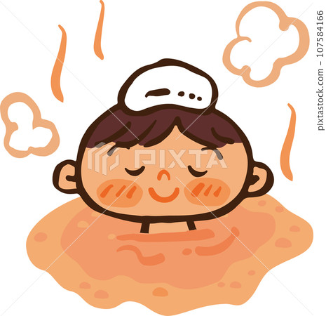 Illustration of a boy taking a warm bath 107584166