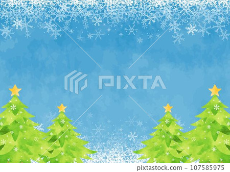 簡單的聖誕樹和雪背景 107585975