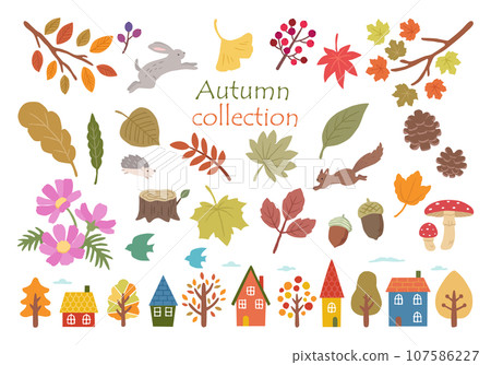 Autumn illustration set Scandinavian style 107586227