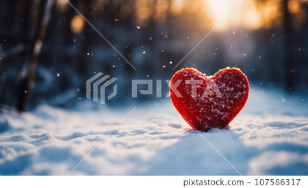 Heart in the snow 107586317